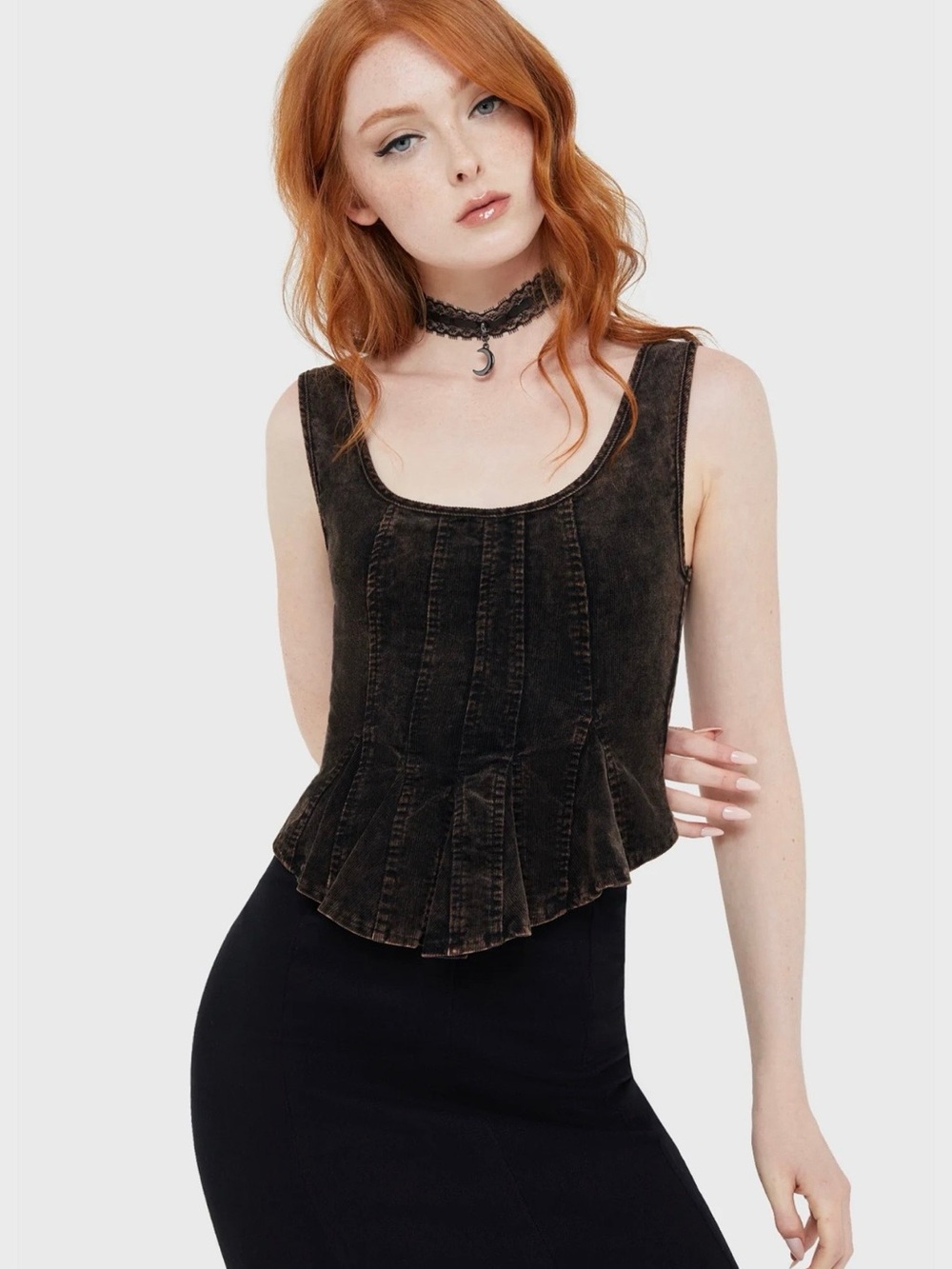 NWT Killstar Dreadmire Corset Top, Full Zip, Pleated, Large